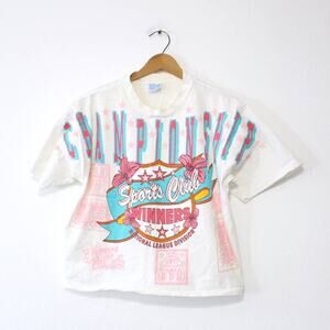 Vintage Sports Club Winners Championship Crop Top T Shirt Large